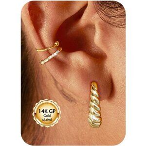 Croissant Gold Plated Non Pierced Adjustable Fake Ear Cuff Earrings for Women